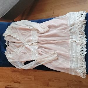 RYU Anthropologie Boho Crochet Lace Button Up Tunic